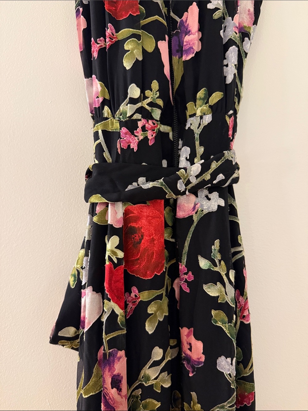 Alice + Olivia Black Floral Halter Maxi Dress with Tie Waist - Picture 10 of 13